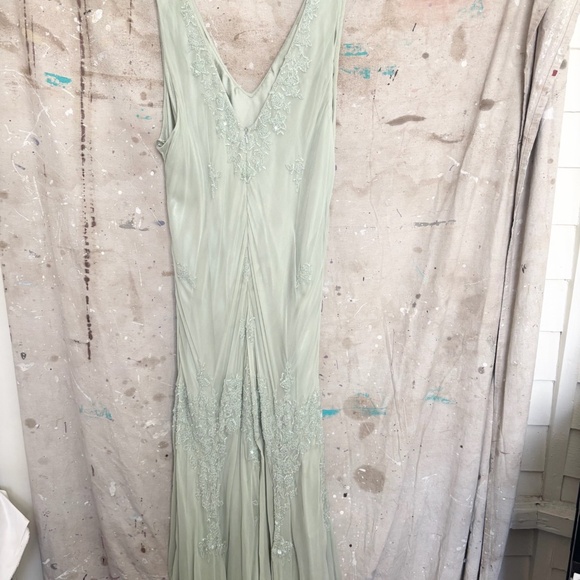 Vtg Scala Silk Beaded Dress Drop Waist Fairy Dress - Picture 10 of 10